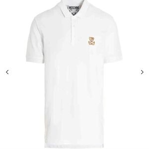 MOSCHINO Couture Teddy Patch Polo in white Sz IT 50 (US Sz M) NWT
